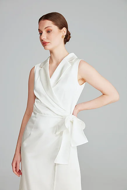 Satin Blazer Dress - Ecru - Gusto