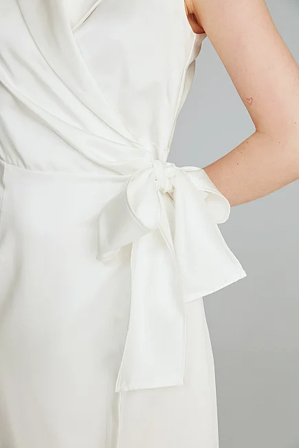 Satin Blazer Dress - Ecru - Gusto