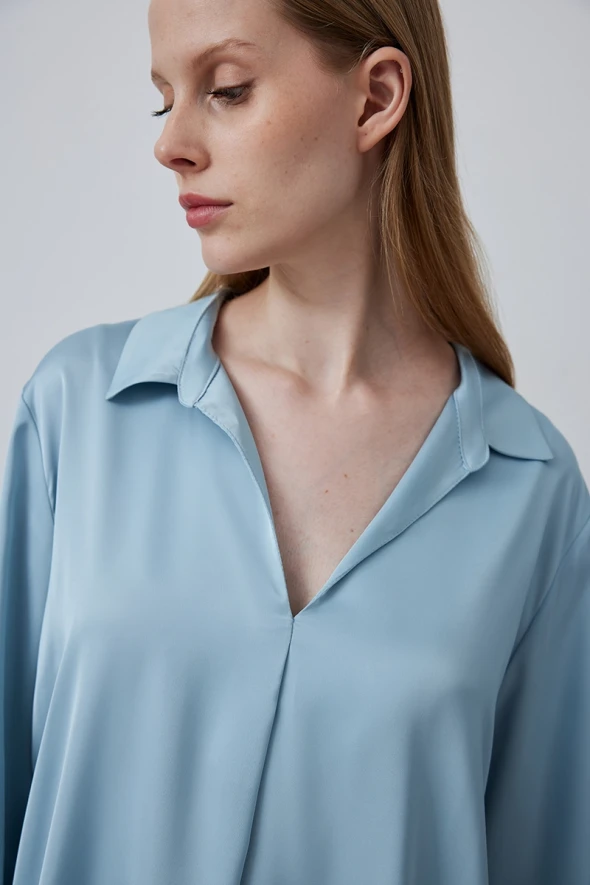 Satin Shirt with Collar - Candidate Tea - 4