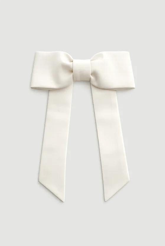 Satin-Textured Bow Hair Clip - Stone - Gusto