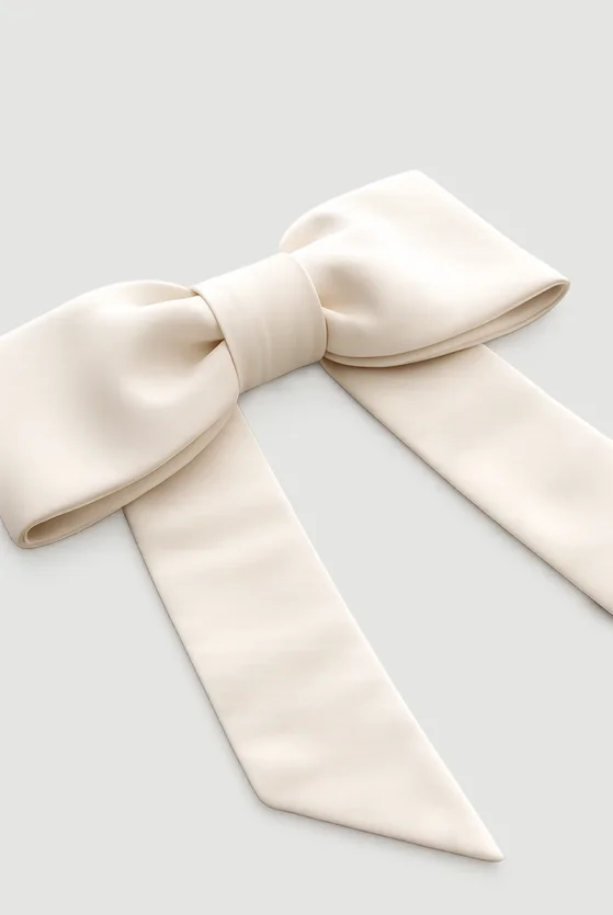 Satin-Textured Bow Hair Clip - Stone - Gusto