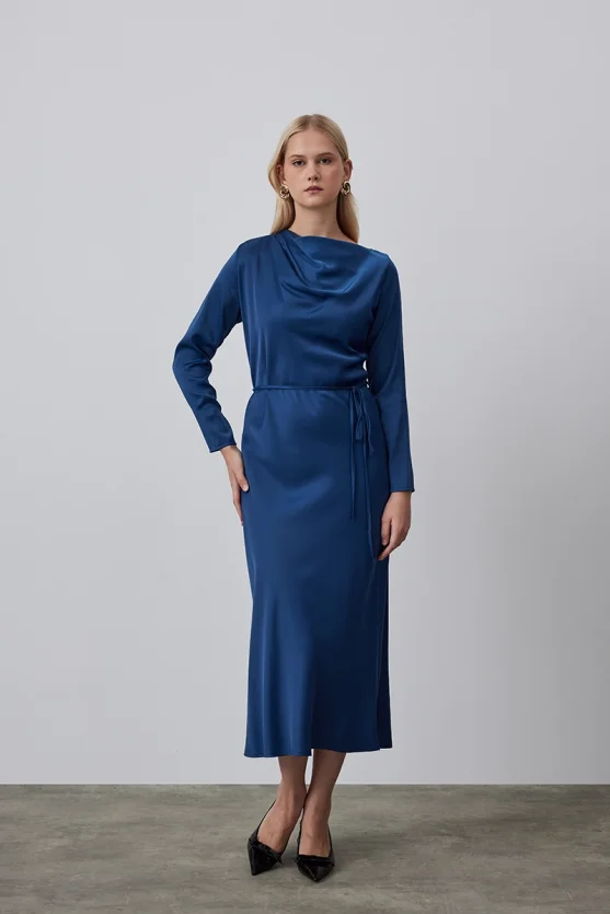 Scoop Neck Long Dress - Teal - Gusto