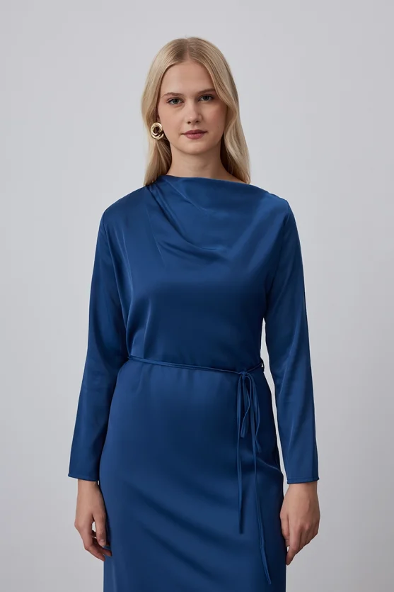 Scoop Neck Long Dress - Teal - Gusto