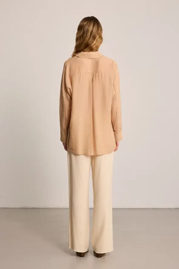 Self-Striped Shirt - Camel - 5