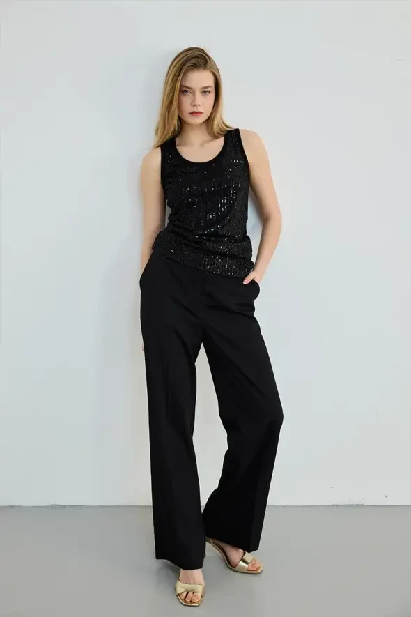 Sequin Blouse - Black - 2