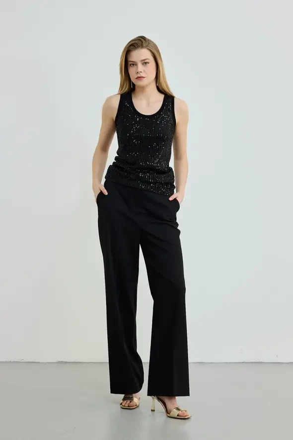 Sequin Blouse - Black - Gusto