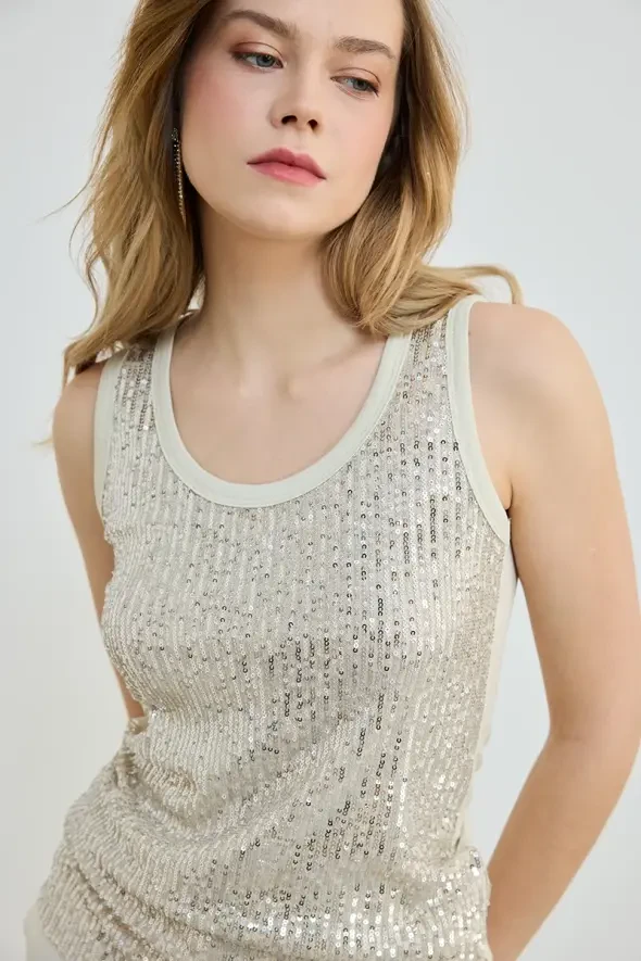 Sequin Blouse - Platinum - 3