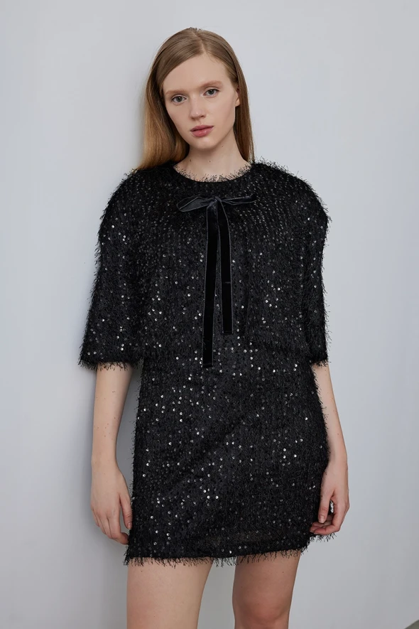 Sequin Bolero - Black - 2