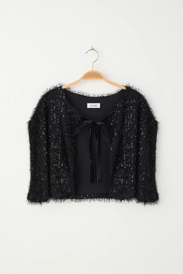 Sequin Bolero - Black - 8