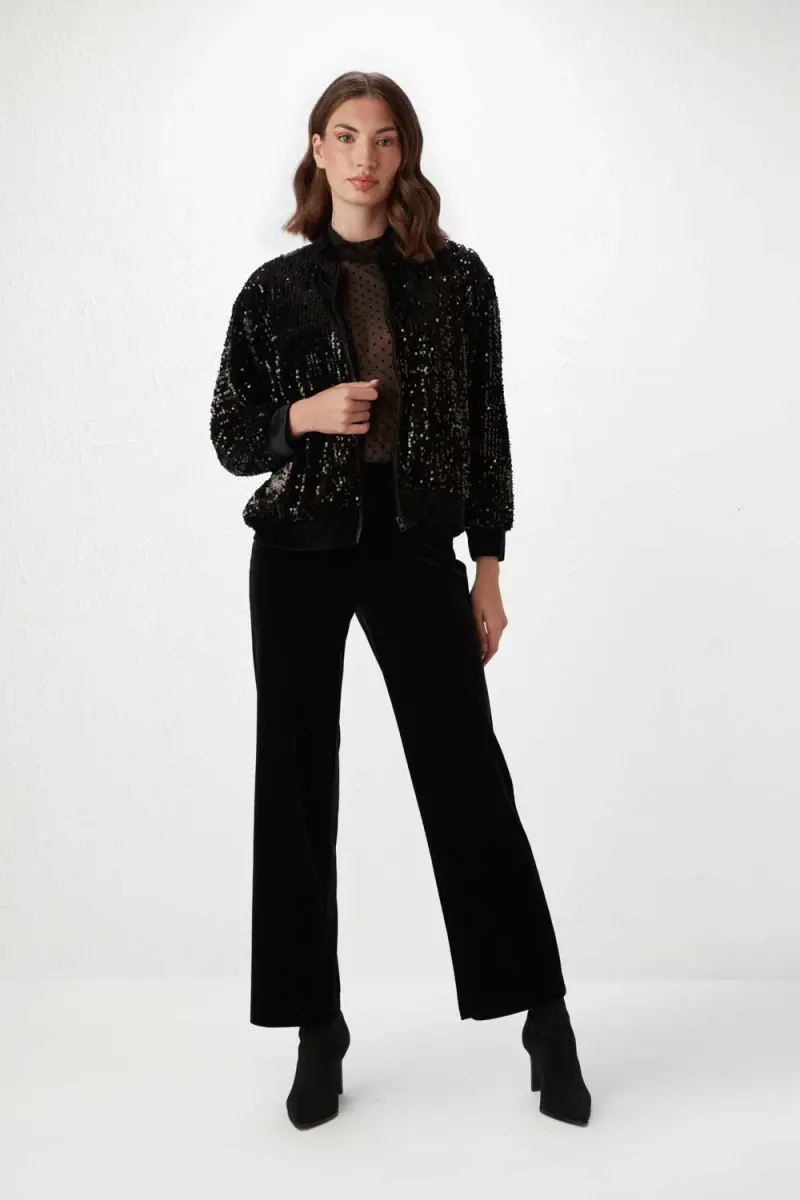 Black sequin shop bomber jacket