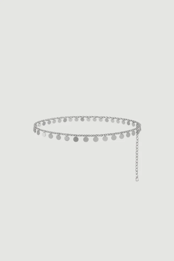 Sequin Chain Belt - Silver Silver