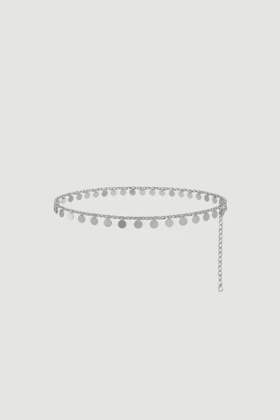 Sequin Chain Belt - Silver - 1