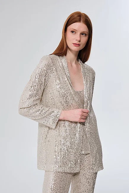 Sequin Jacket - Platinum - Gusto