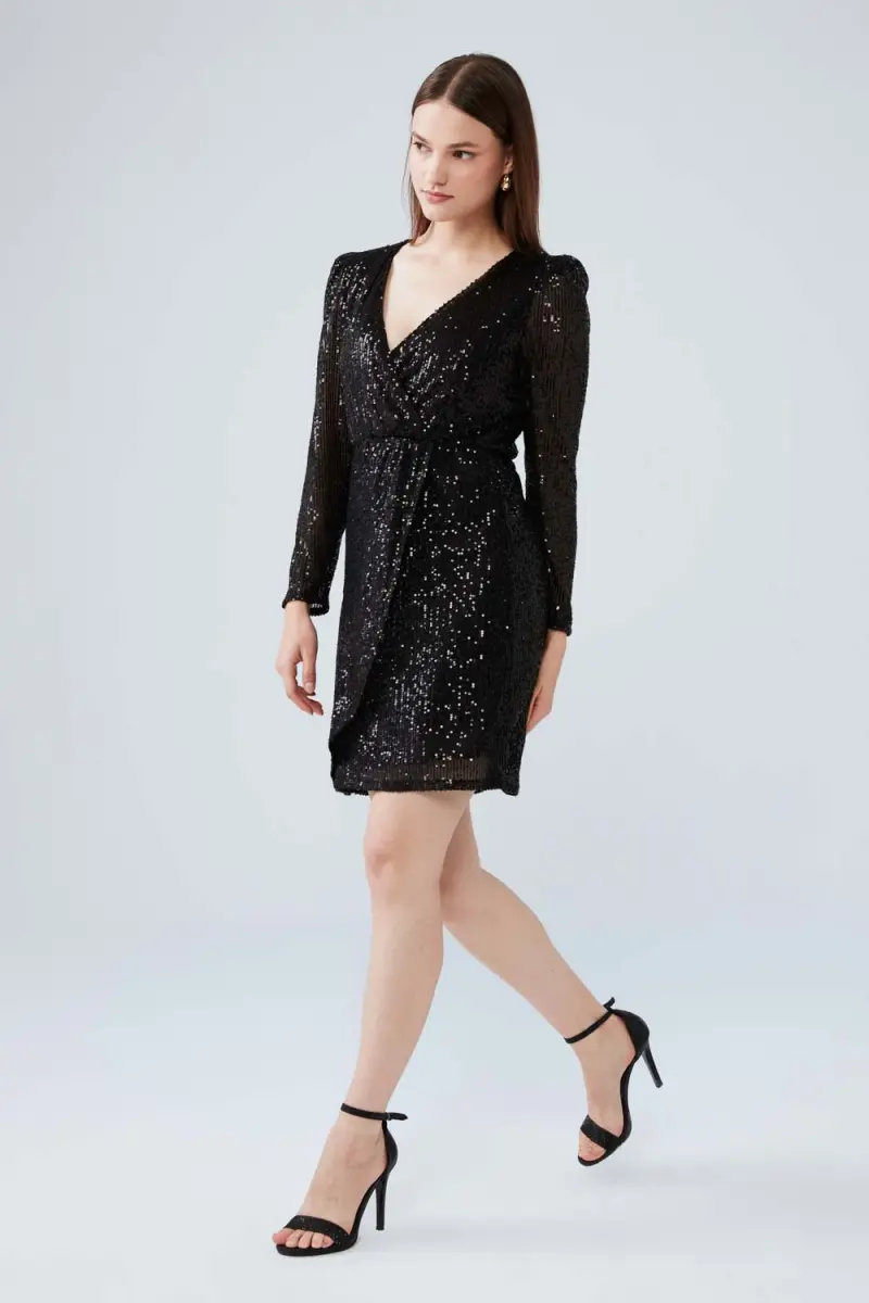 Sequin Mini Dress _ Black - 2