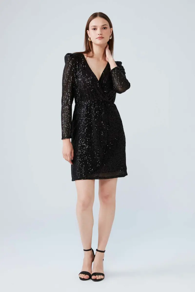 Sequin Mini Dress _ Black - 1