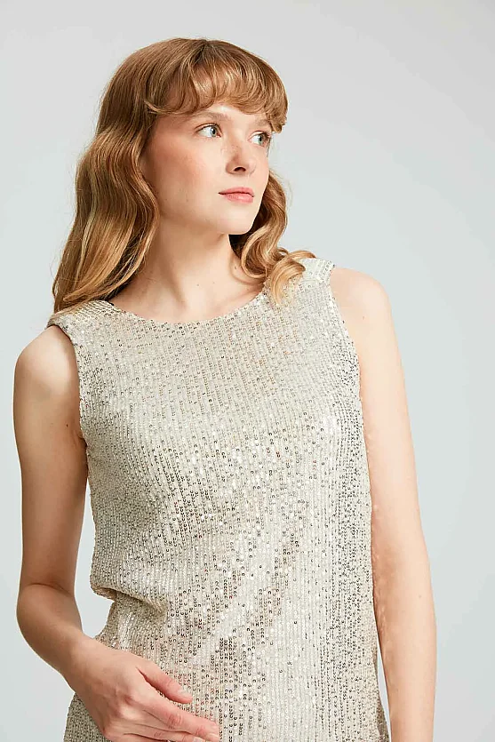 Sequin Mini Dress - Platinum - Gusto