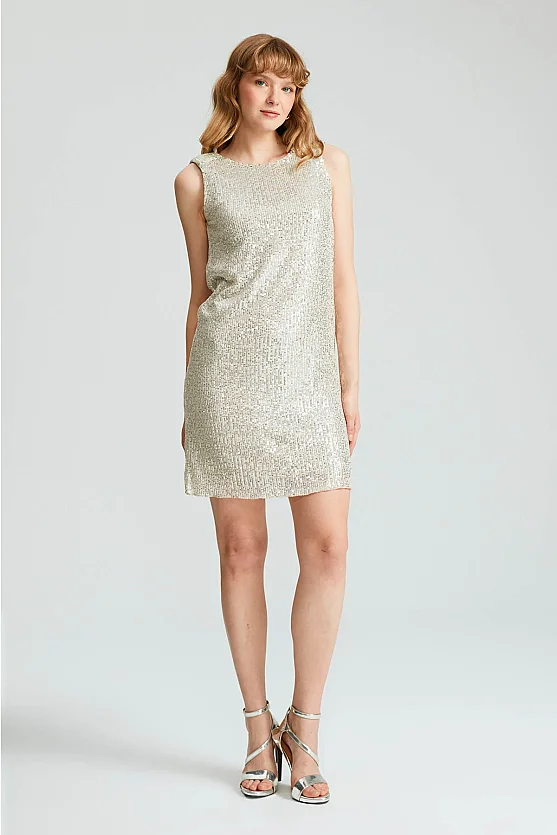 Sequin Mini Dress - Platinum - Gusto