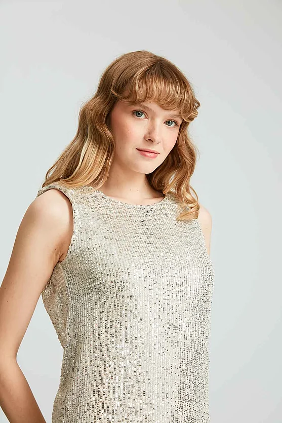 Sequin Mini Dress - Platinum - Gusto