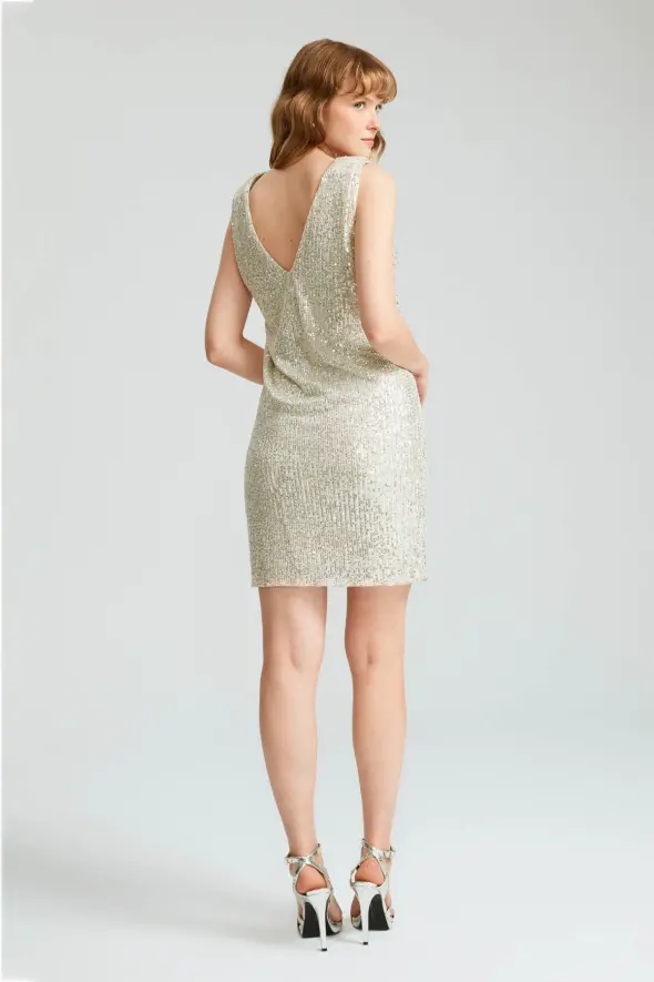 Sequin Mini Dress - Platinum - 9