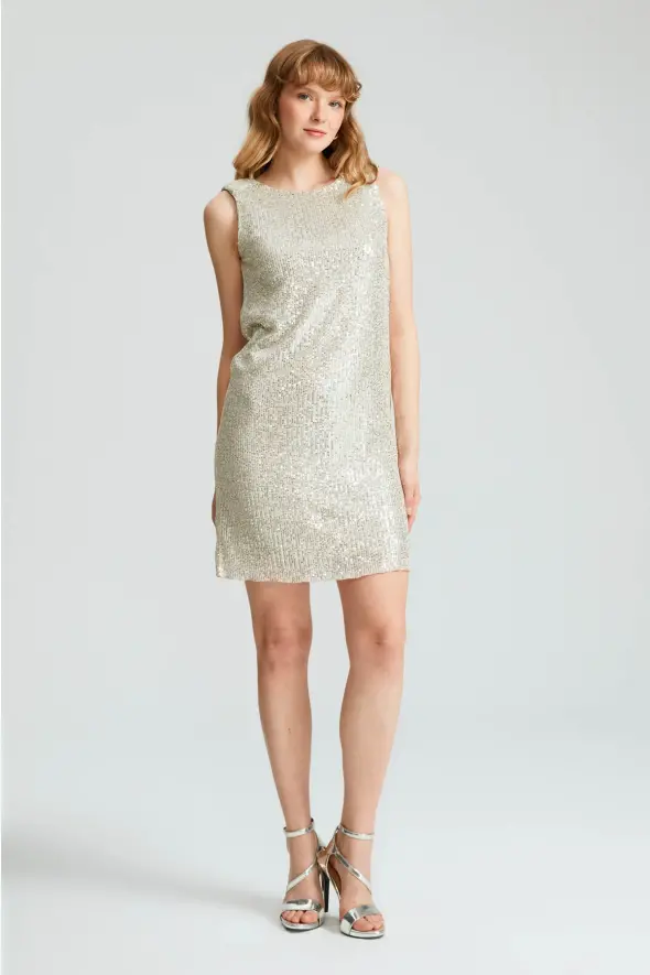 Sequin Mini Dress - Platinum - 1