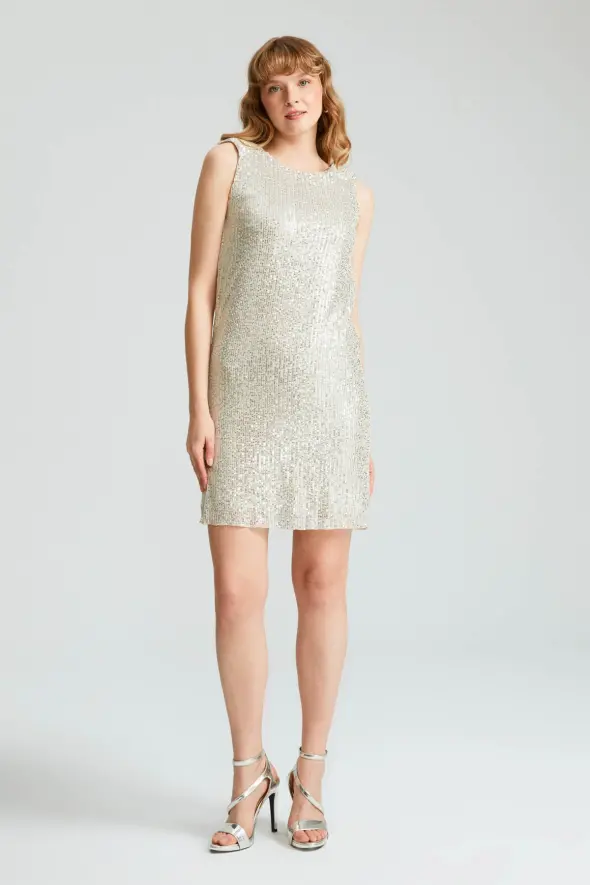 Sequin Mini Dress - Platinum - 3