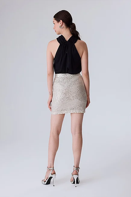 Sequin Mini Skirt - Platinum - 6