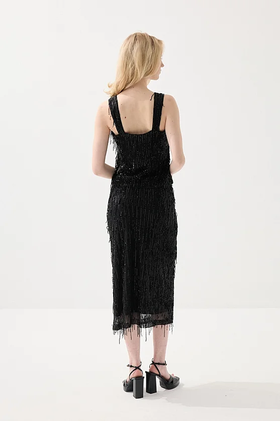 Sequin Premium Evening Tank Blouse - Black - 6