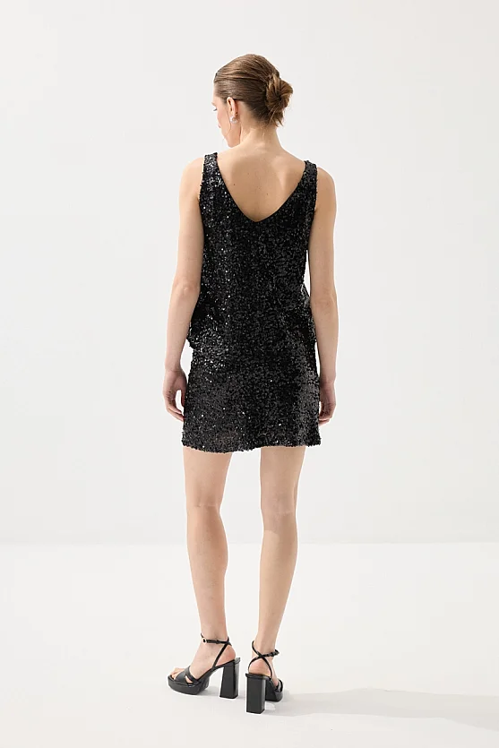 Sequin Premium Evening Tank Top - Black - 6