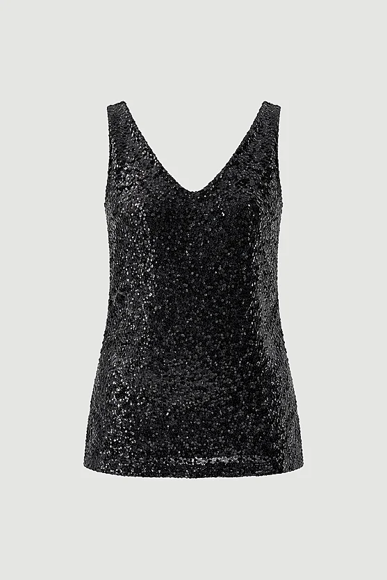 Sequin Premium Evening Tank Top - Black - 7