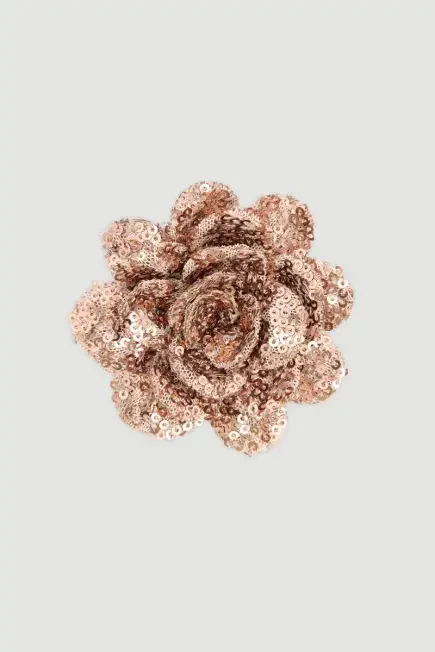 Sequin Rose Brooch - Gold Gold