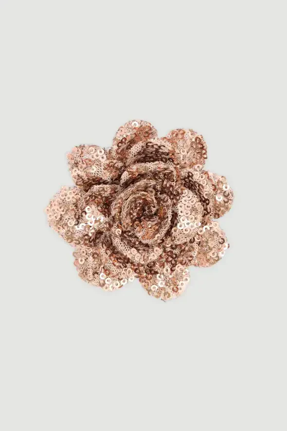 Sequin Rose Brooch - Gold - 1