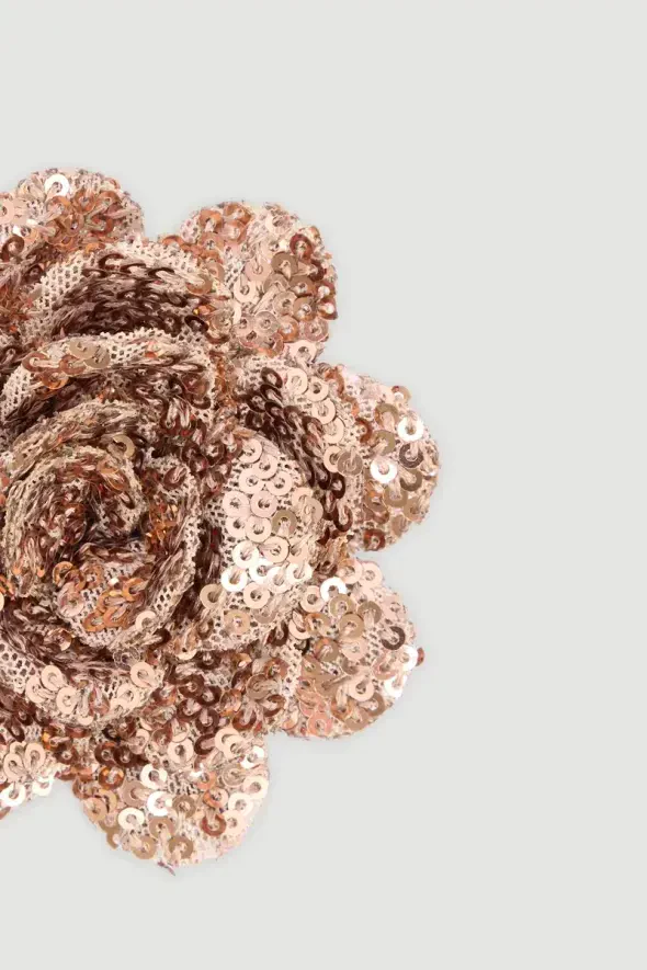 Sequin Rose Brooch - Gold - 2