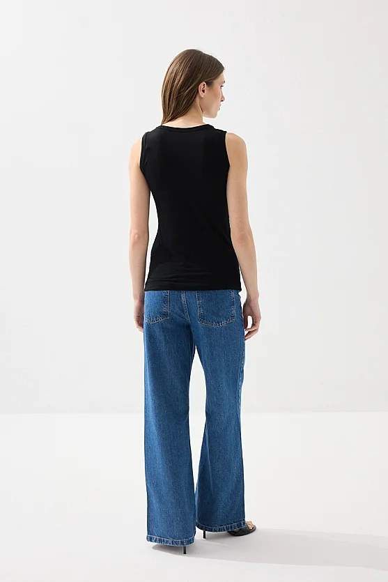 Sequin Tank Blouse - Black - Gusto