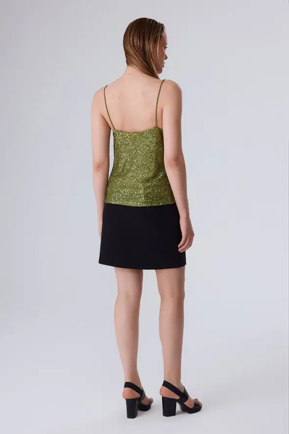 Sequin Tank Top - Green - 5