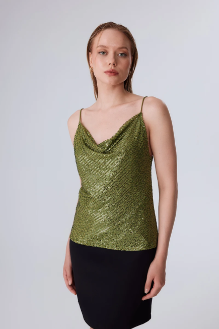 Sequin Tank Top - Green Green