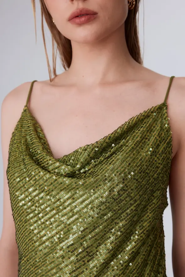 Sequin Tank Top - Green - 3