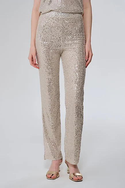Sequin Trousers - Platinum - Gusto