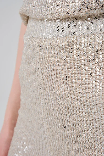 Sequin Trousers - Platinum - Gusto