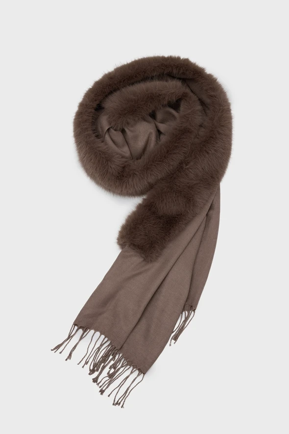 Shawl with Fur - Mink - 1