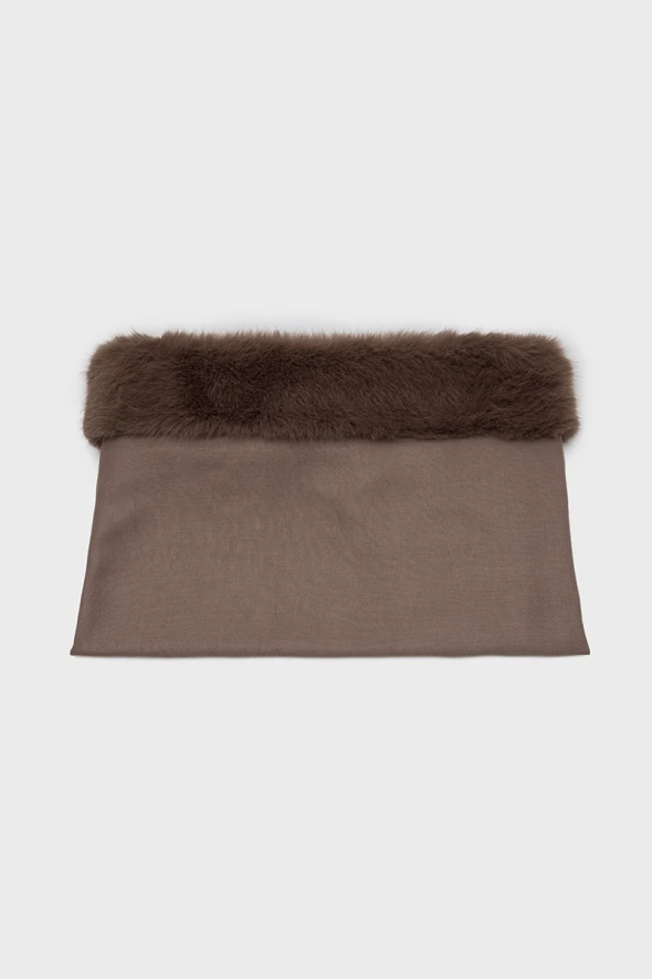 Shawl with Fur - Mink - 2