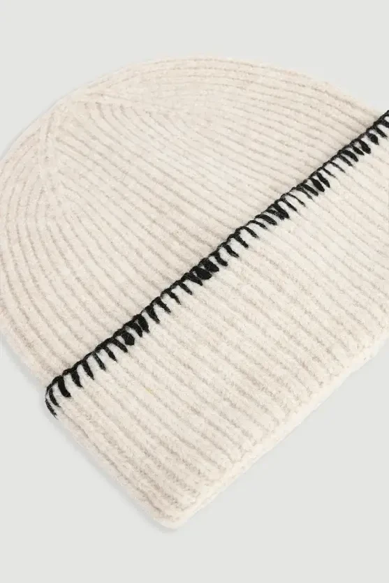 Shearling Stitch Beanie - Beige - 4
