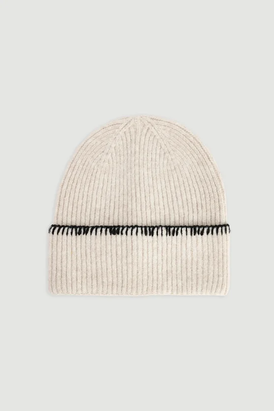 Shearling Stitch Beanie Beige - Gusto
