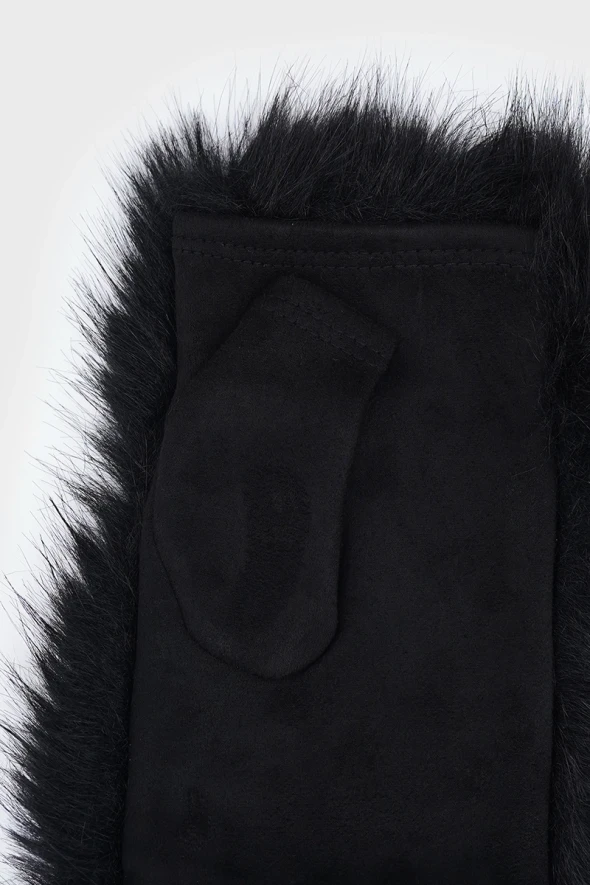 Sheepskin Gloves with Thumb Loop - Black - 2