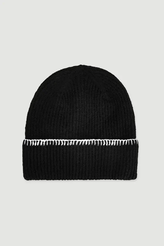 Shepherd-Stitch Beanie - Black - 1