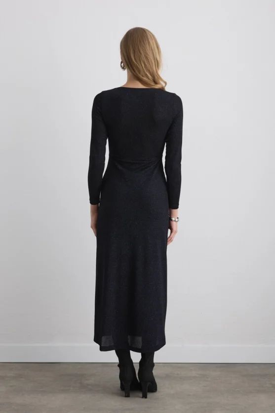 Shimmering Fitted Long Evening Dress - Sax Blue - Gusto