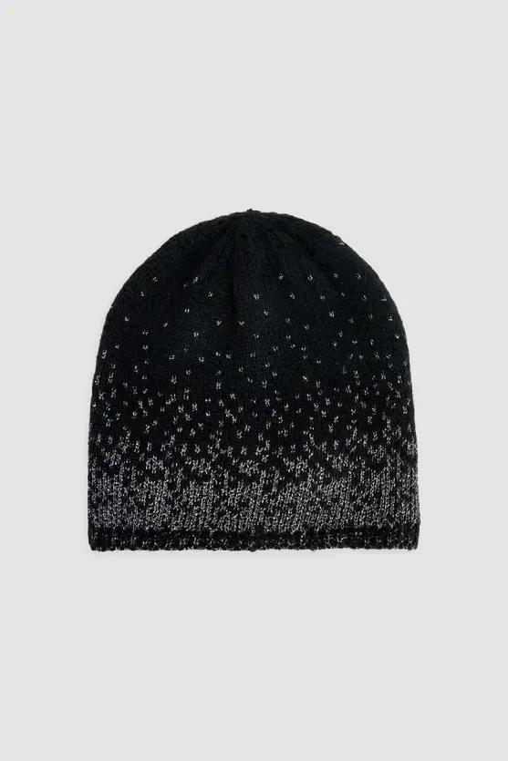 Shimmery Beanie - Black - 1