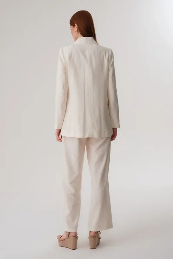Shimmery Linen Jacket - Ecru - 5