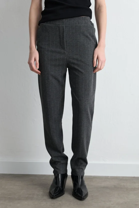 Shimmery Striped Knit Pants Gray - Gusto