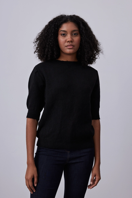 Shirred Sweater - Black Black