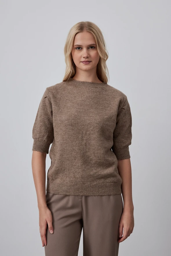 Shirred Sweater - Mink - 1